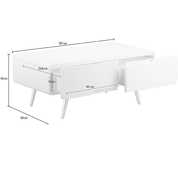 dimension of white center table