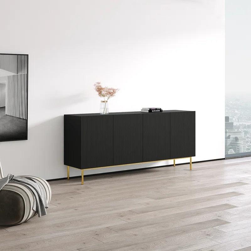 Premium black sideboard cabinet with gold accent with storage