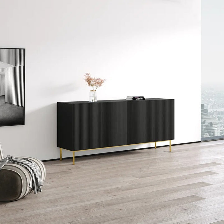 Premium black sideboard cabinet with gold accent with storage