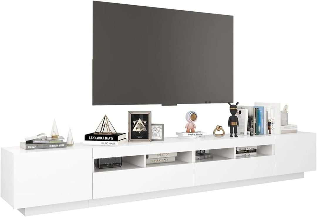 Stylish white tv stand in matte white crafted from high-quality pre-laminated board 