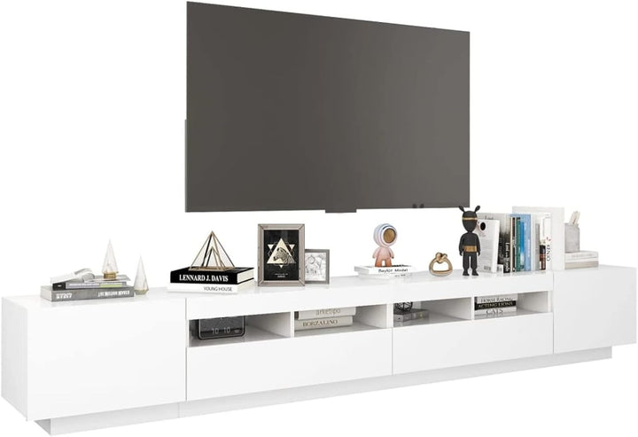 Stylish white tv stand in matte white crafted from high-quality pre-laminated board 