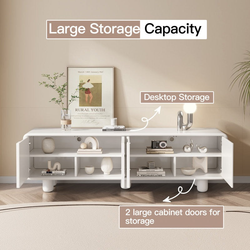 Large storage capacity of white modern tv unit