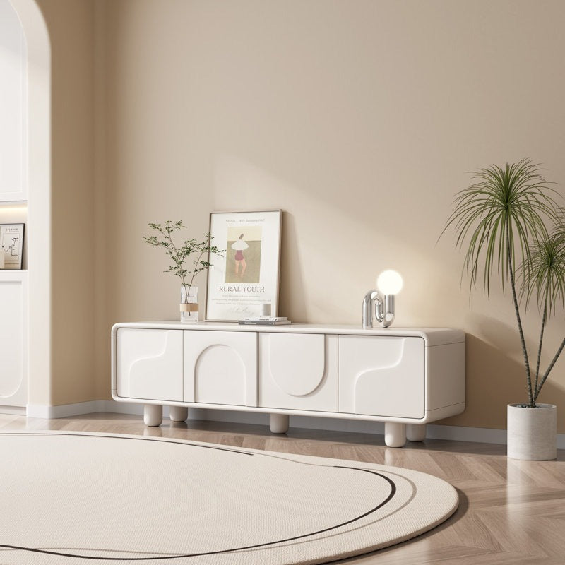 Luxury white high-gloss tv unit with minimalist design