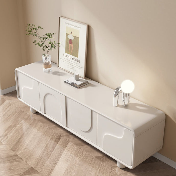 White pu finish tv unit for modern interior