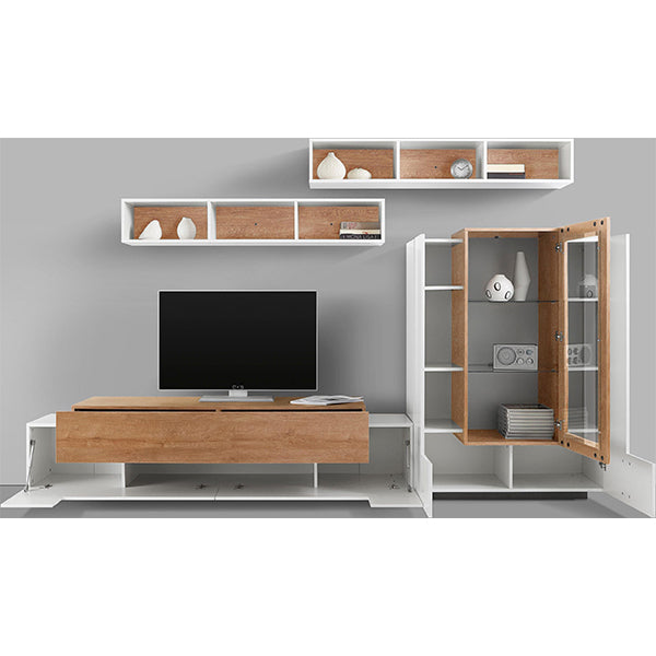 luxury tv unit set in white and walnut