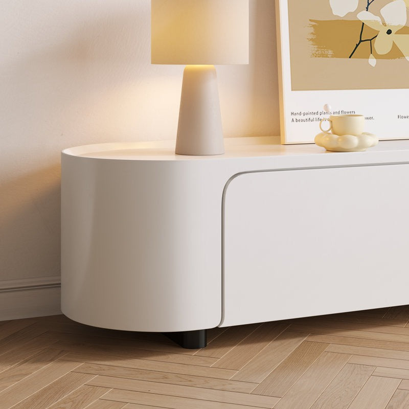 curve edges of white tv unit