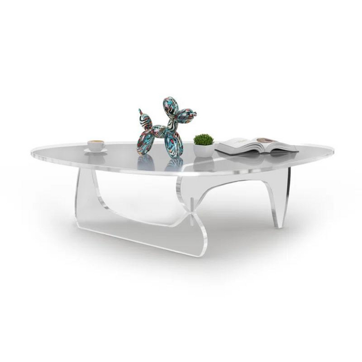 round acrylic coffee table in white background