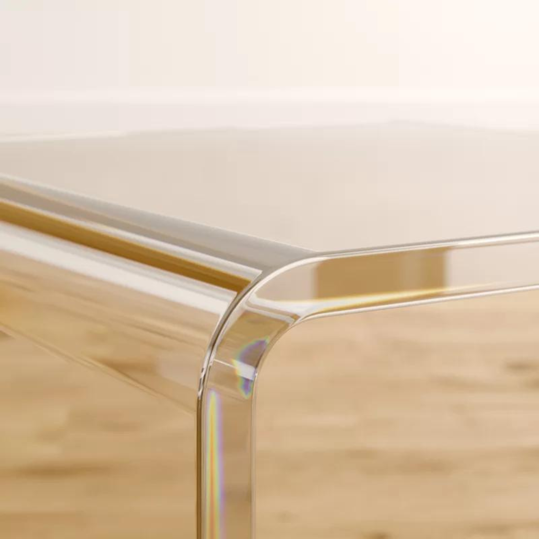 round corner of c shaped acrylic end table
