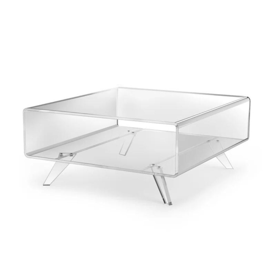 Modern transparent coffee table on a white background