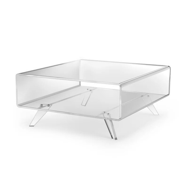 Modern transparent coffee table on a white background