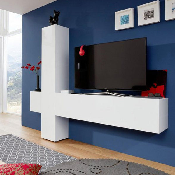 Stylish wall-mount tv unit with one tv stand and 2 openable shutters
