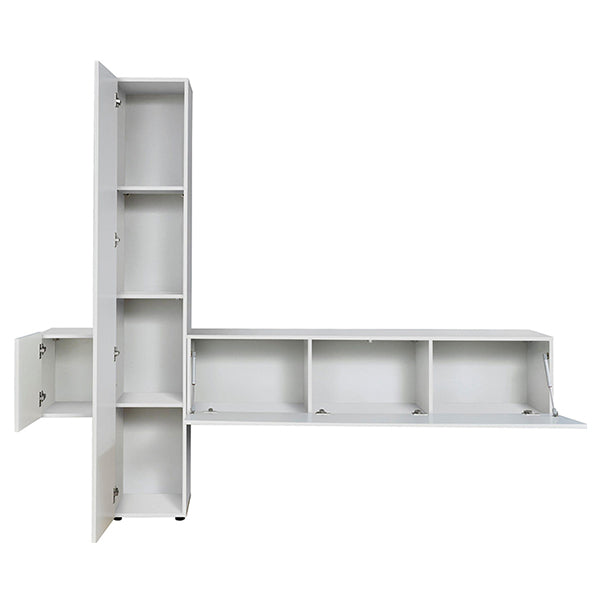 modern white pre-laminated wall-mount tv unit