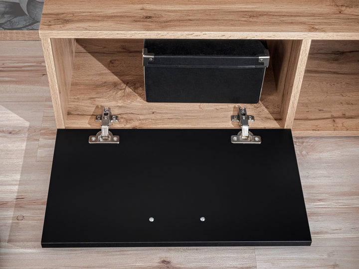 premium tv unit set with openable shutter with branded hinges