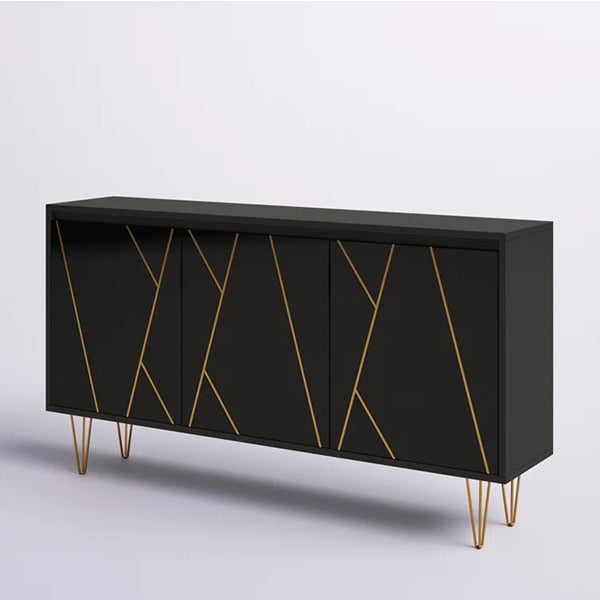 side angle view of black sideboard