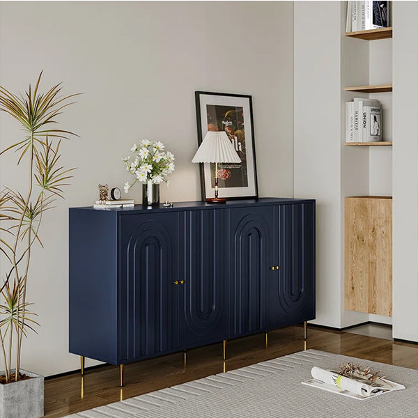 side profile of Corbin blue sideboard