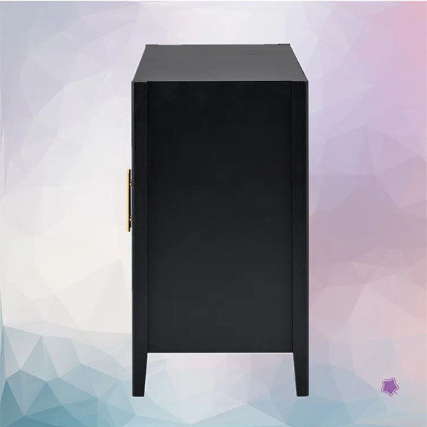 sidde view of modern black cabinet