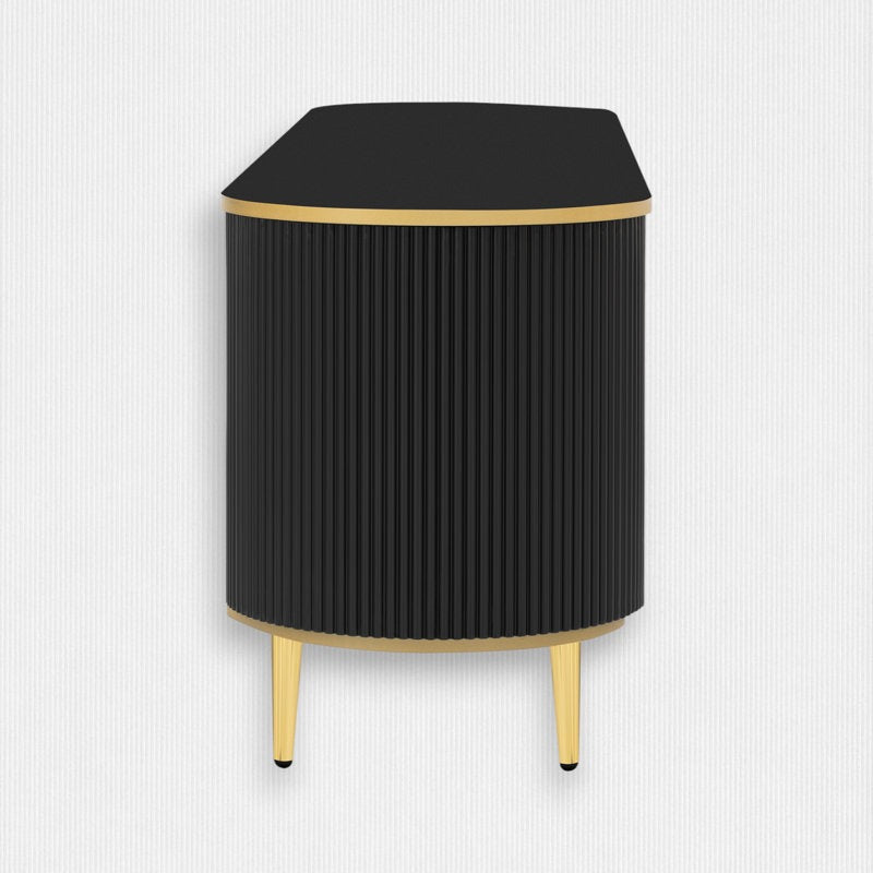 side view of black tv unit