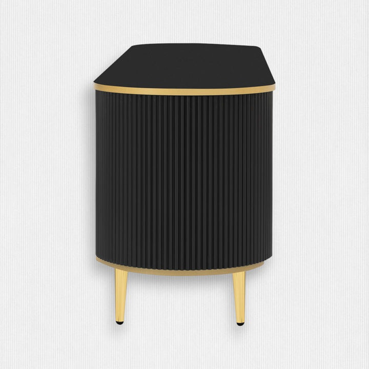 side view of black tv unit