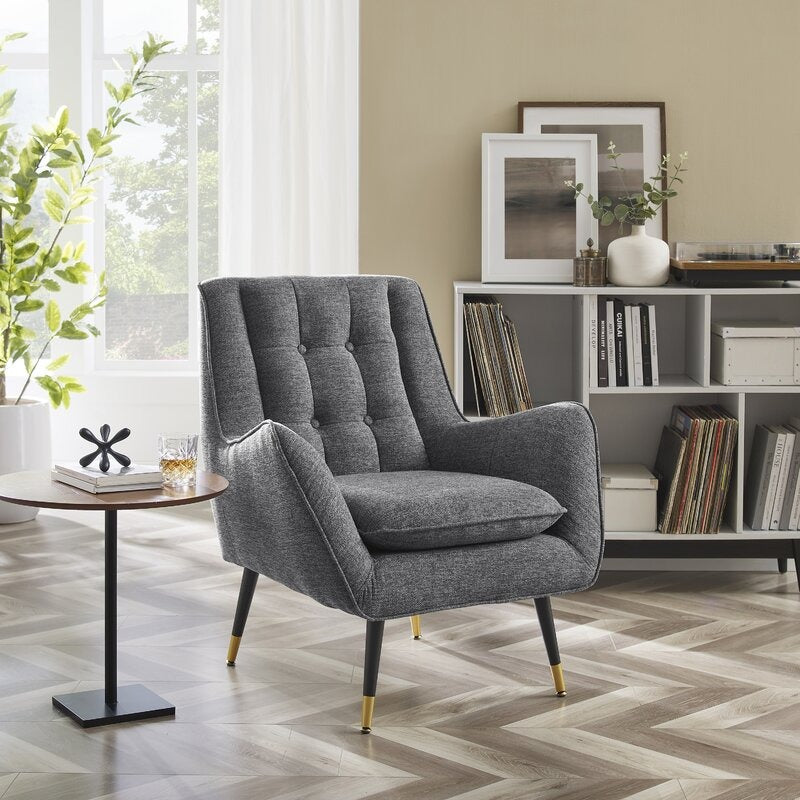 stylish grey single seater in living room
