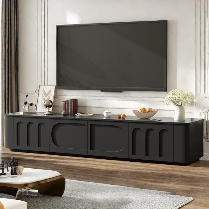 Black tv unit crafted from high-quality mdf