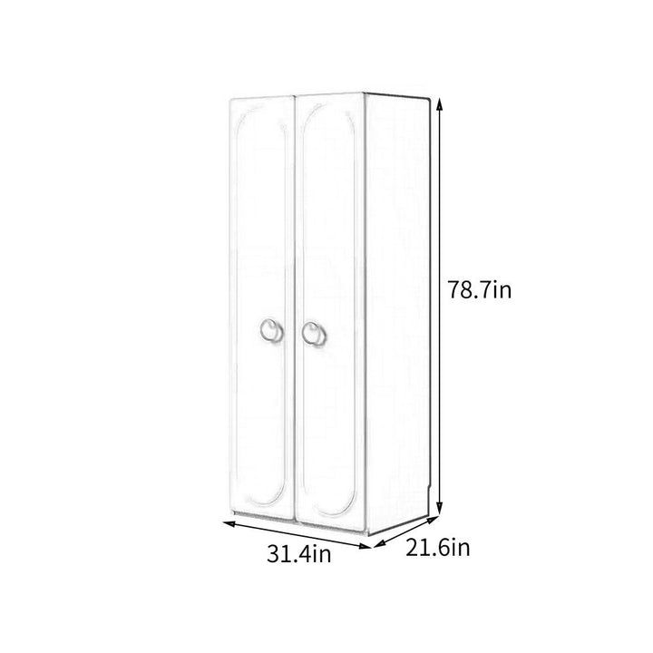 White wardrobe with dimensions labeled on a white background