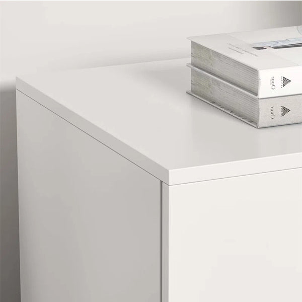 Smooth top surface of white Brians sideboard styled with PU painted finish.