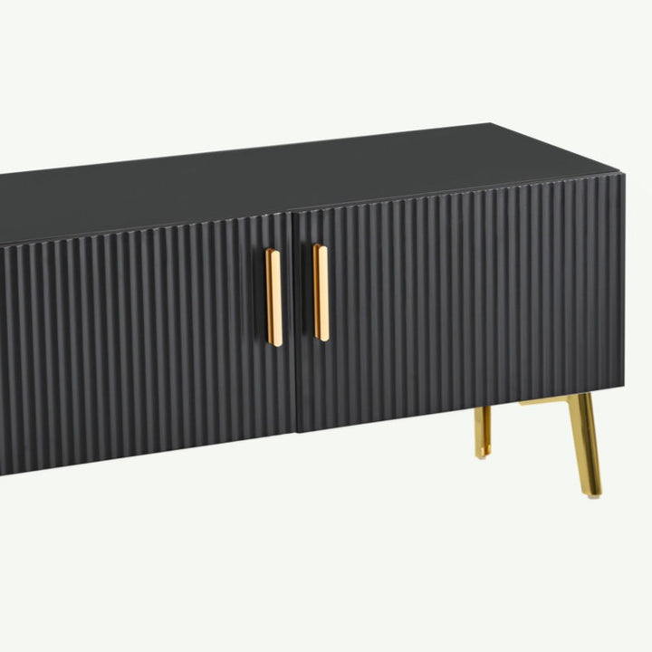 MDF tv unit in black with golden legs
