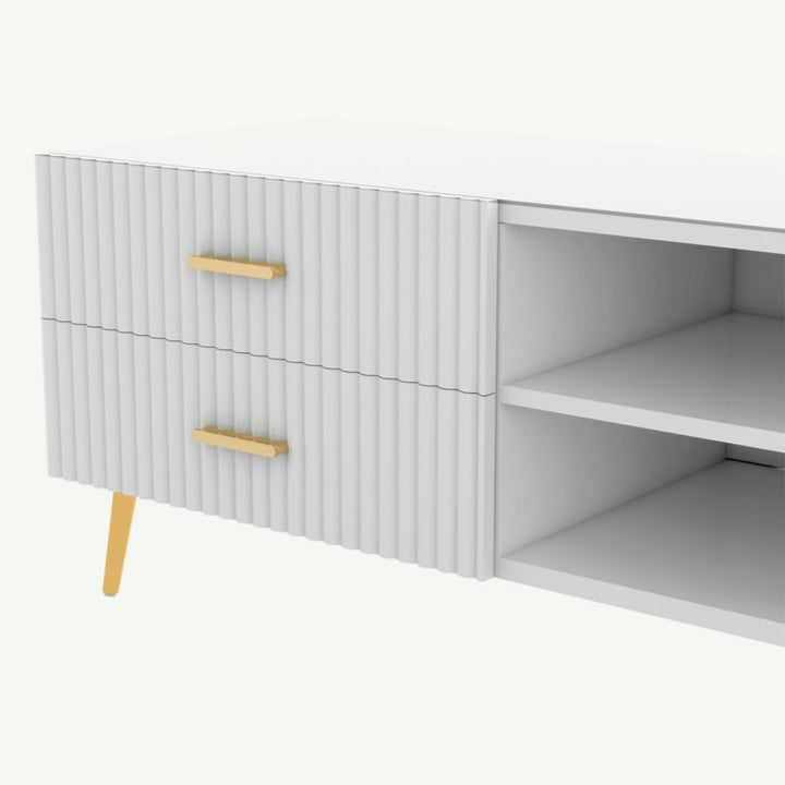 white mdf tv unit with modern design