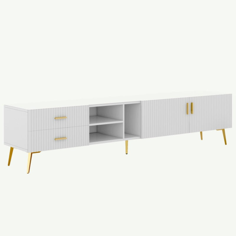 white entertainment unit placed in white background