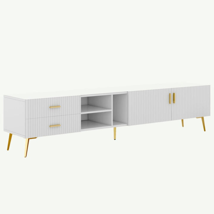 white entertainment unit placed in white background