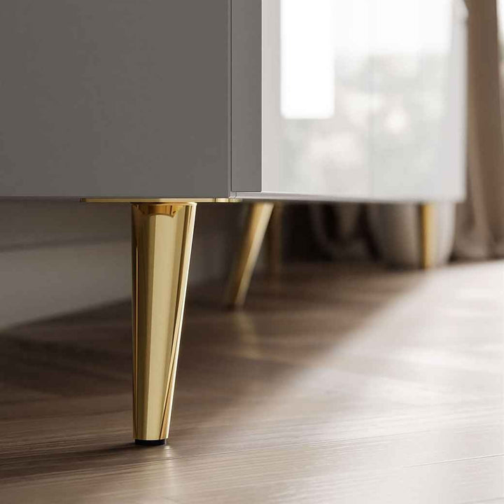 Premium white TV stand with gold legs