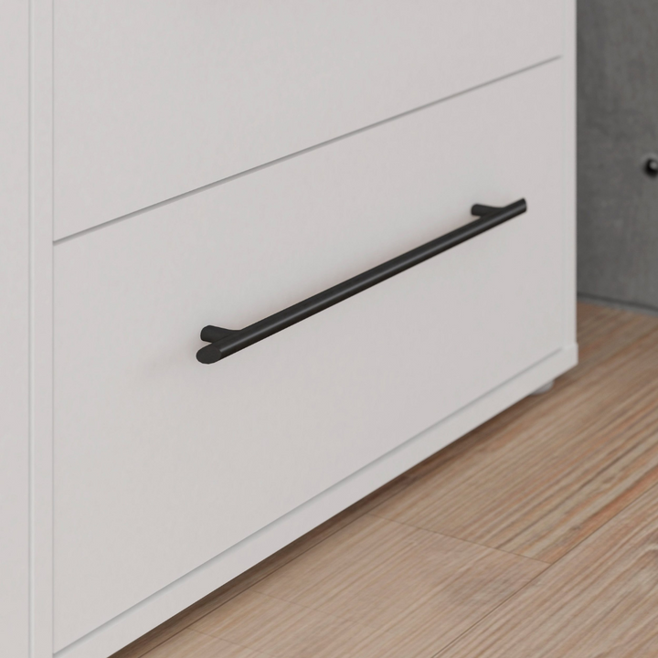 modern white finish wardrobe with 8 Steel Handles