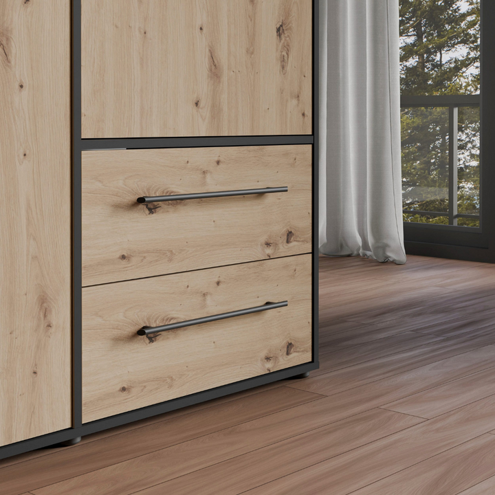 3-door wardrobe with 2 drawer for maximum storage