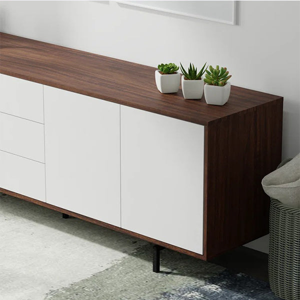 Modern white and walnut sideboard crafted from high-quality MDF board