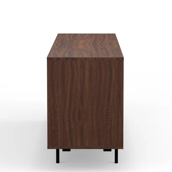 high-quality mdf sideboard in white and walnut with metal legs