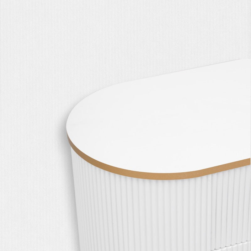 upper view of white tv stand