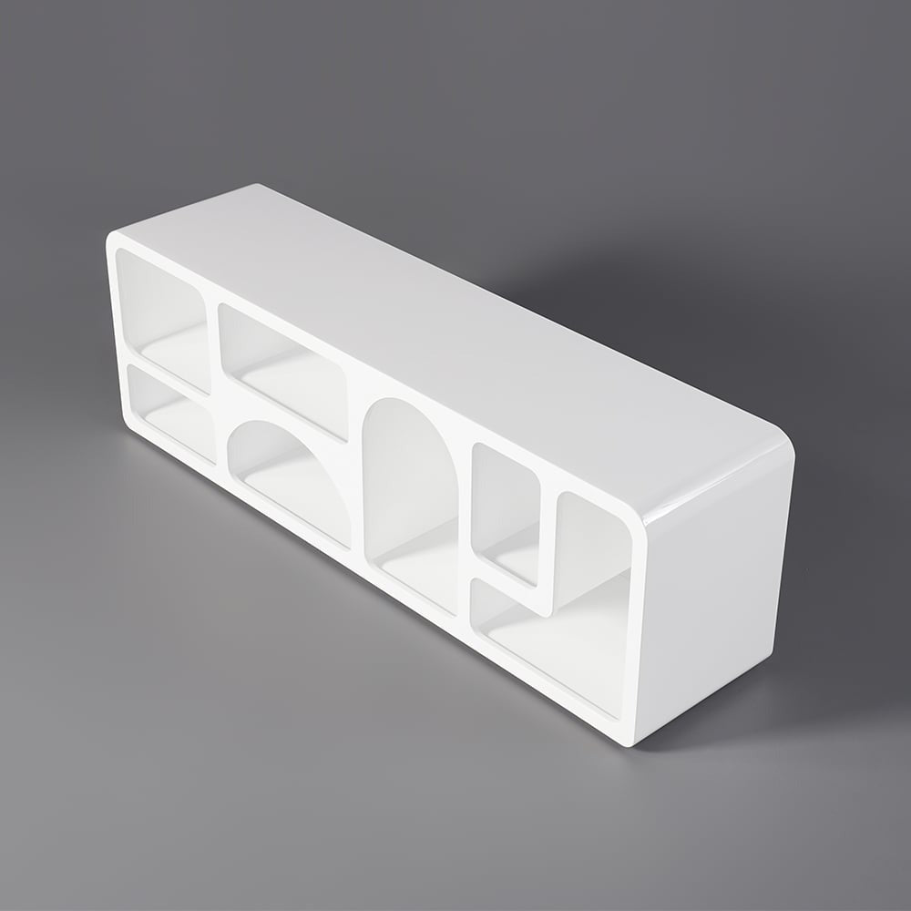 Modern TV shelf in white pu finish  