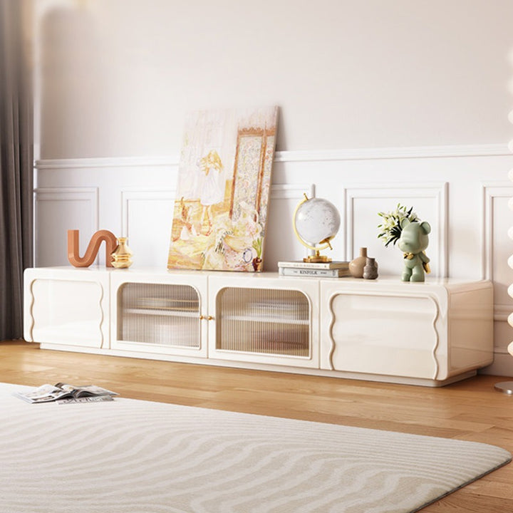 Modern white pu finish tv unit