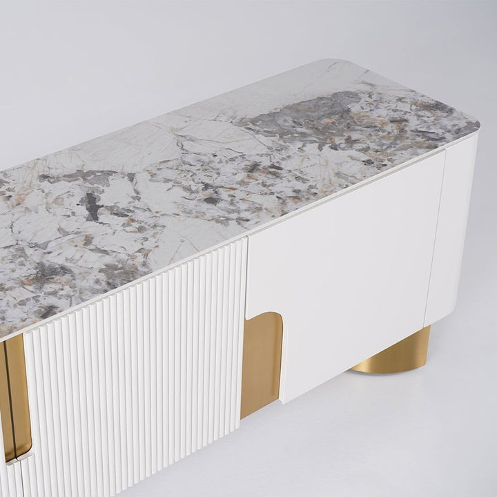 Modern tv stand with luxurious stone top