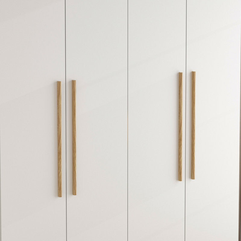 modern wardrobe with natural wood handles