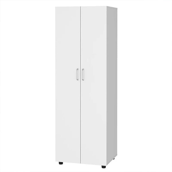 modern white wardrobe with silver metal handle