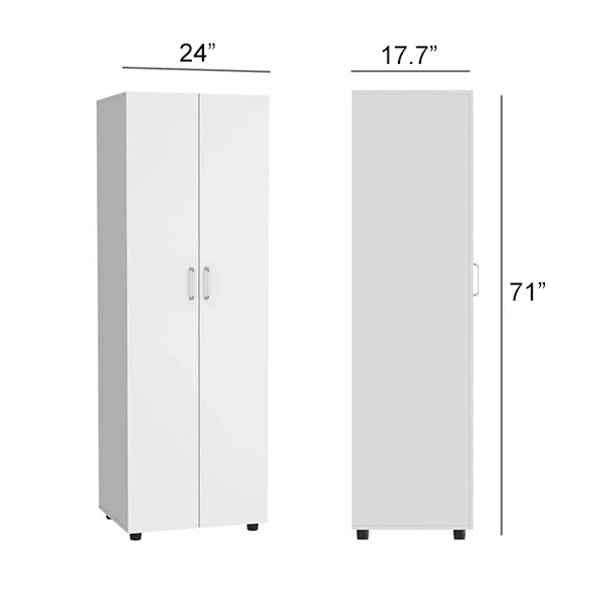 dimension of white 2-door wardrobe