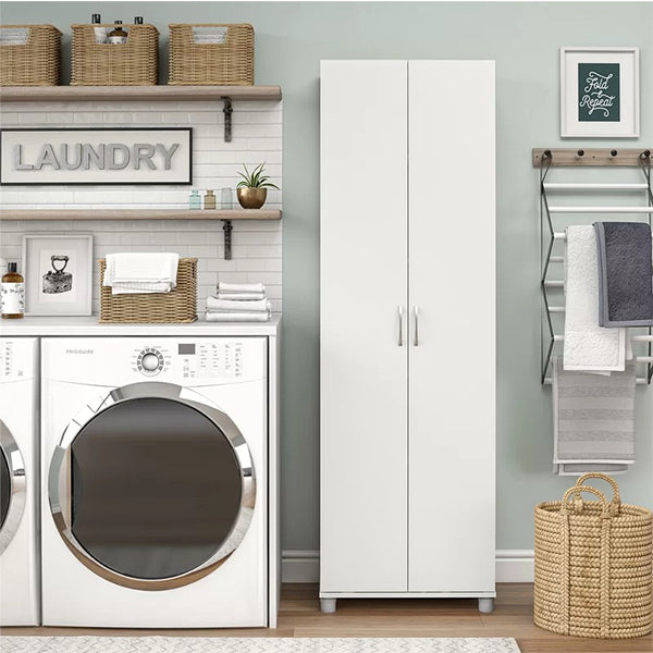 Stylish white 2-door wardrobe for small bedroom