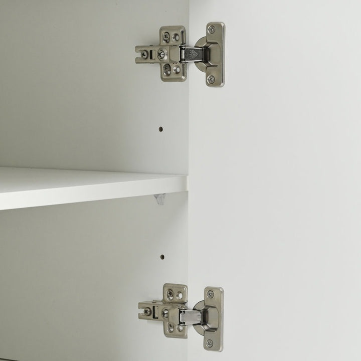 branded hinges used in stylish white tv stand