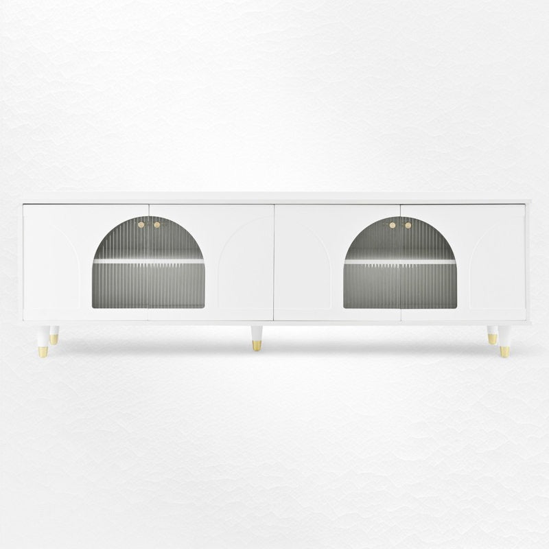 stylish white tv stand on a white tv background