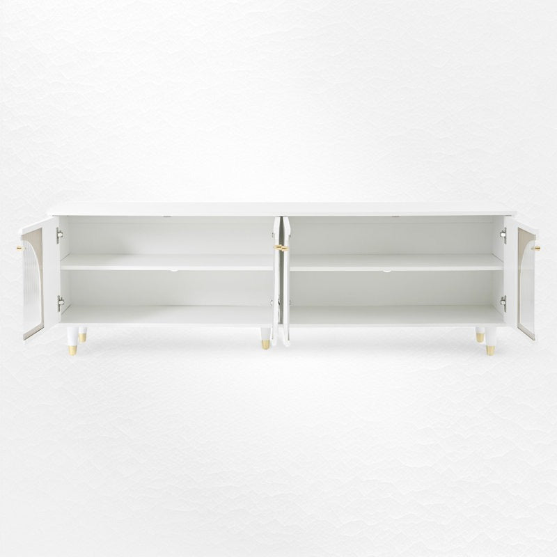 Modern white tv stand on a white background