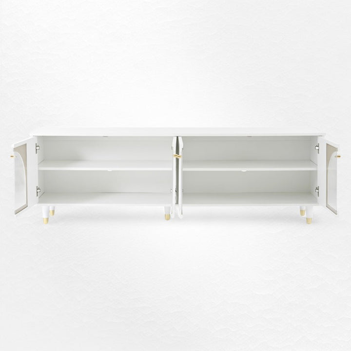 Modern white tv stand on a white background
