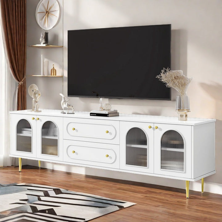 premium white tv stand 