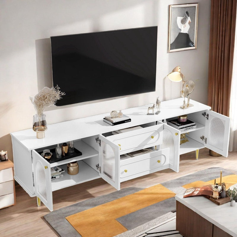 White high-gloss PU paint finish tv unit