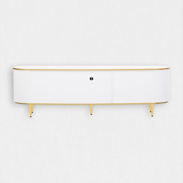 back view of white high-gloss pu paint tv stand